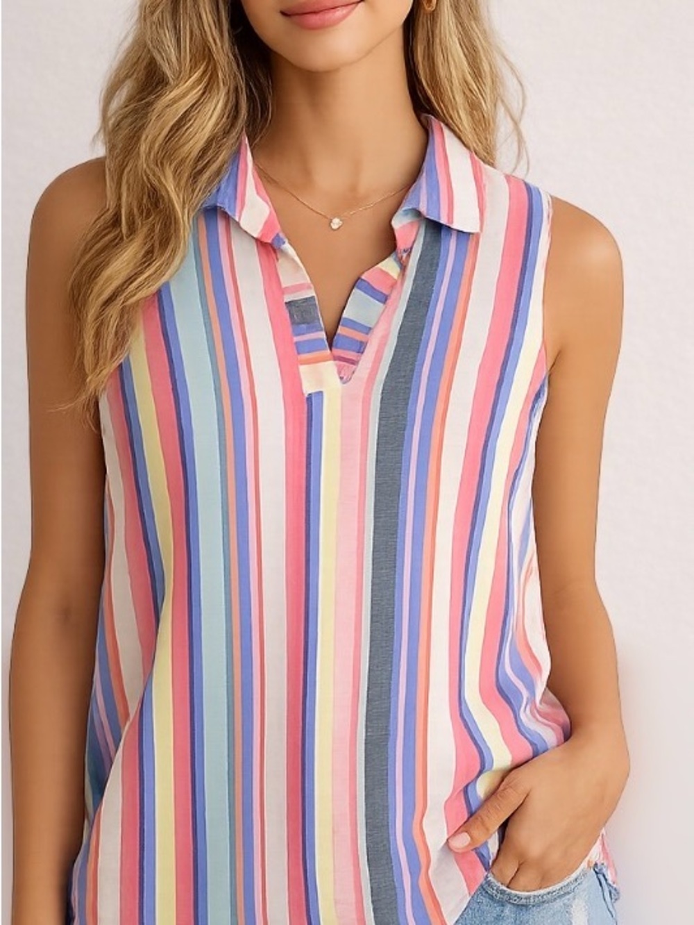 Chicos Top Blouse 100% Linen